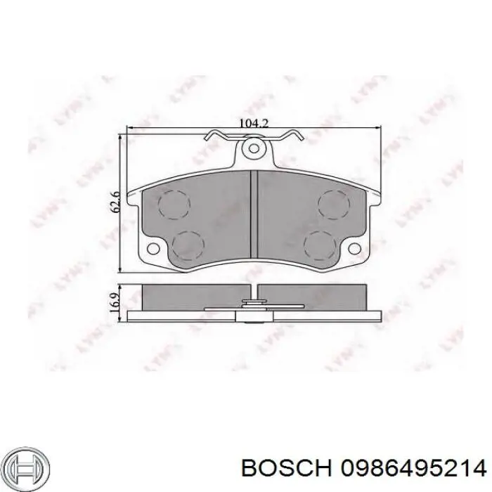 Купити 0986495214 Bosch Колодки гальмівні передні, дискові