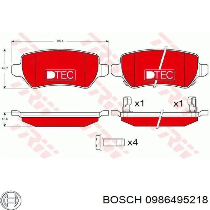 0986495218 Bosch колодки гальмові задні, дискові