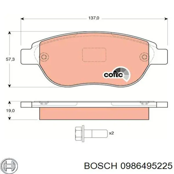 0986495225 Bosch Передні гальмівні колодки