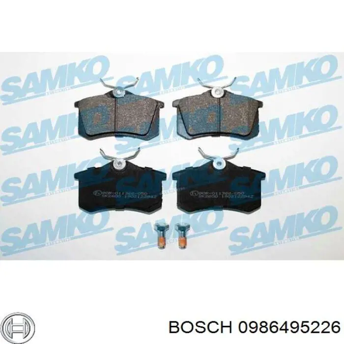 0986495226 Bosch Колодки гальмівні задні, дискові
