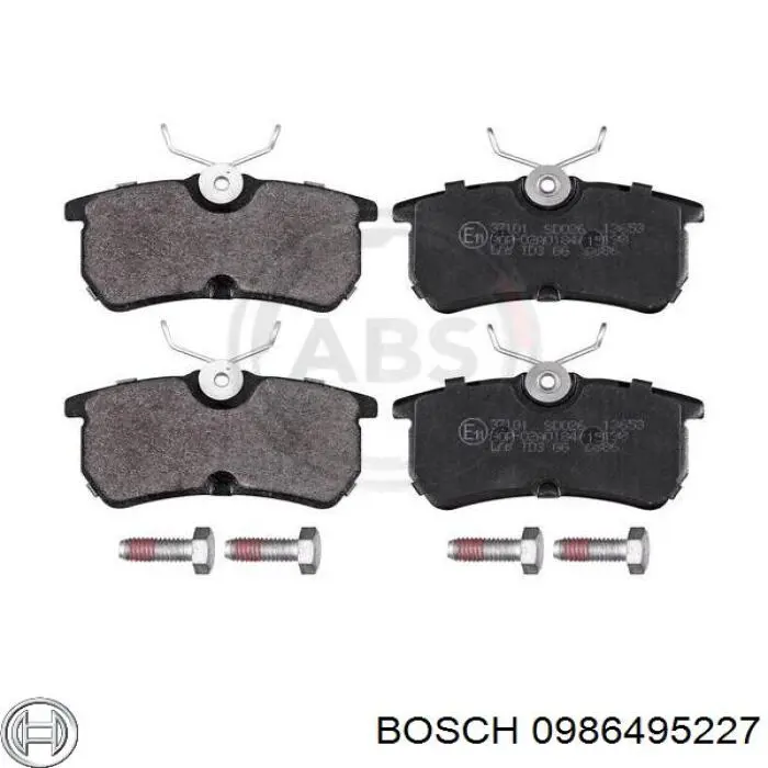 0986495227 Bosch колодки гальмові задні, дискові