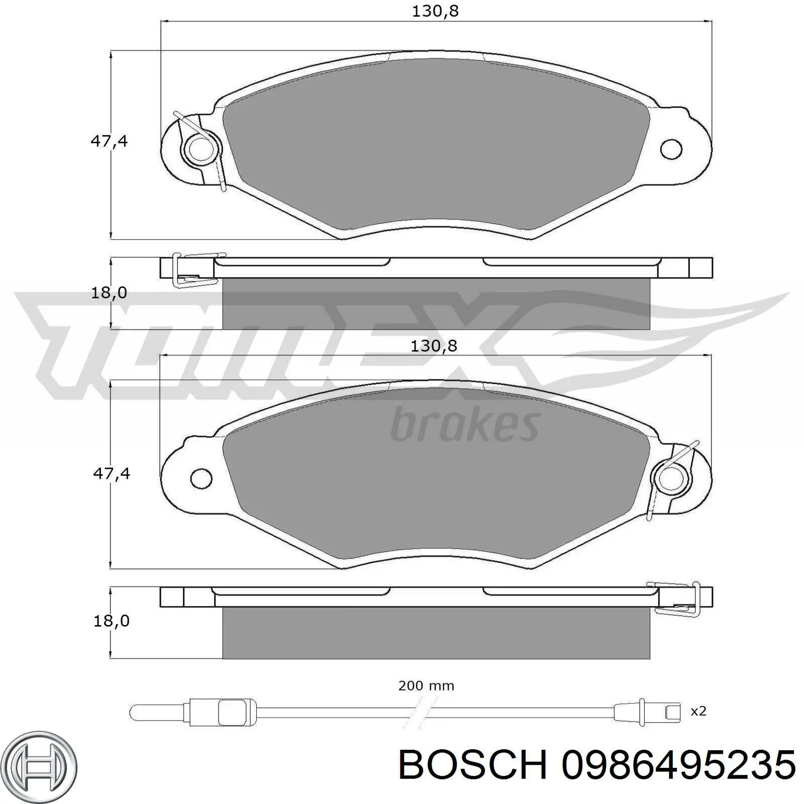 0986495235 Bosch колодки гальмівні передні, дискові