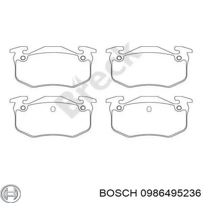 0986495236 Bosch Колодки гальмівні задні, дискові