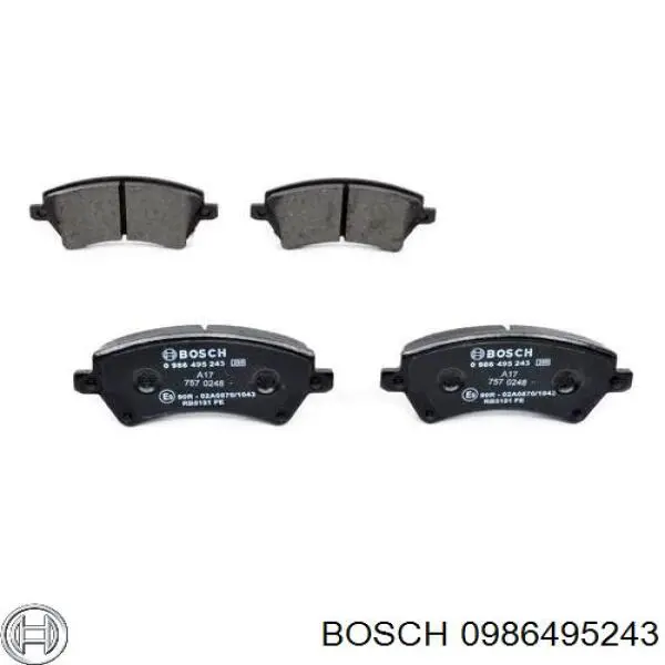 0986495243 Bosch Передні гальмівні колодки