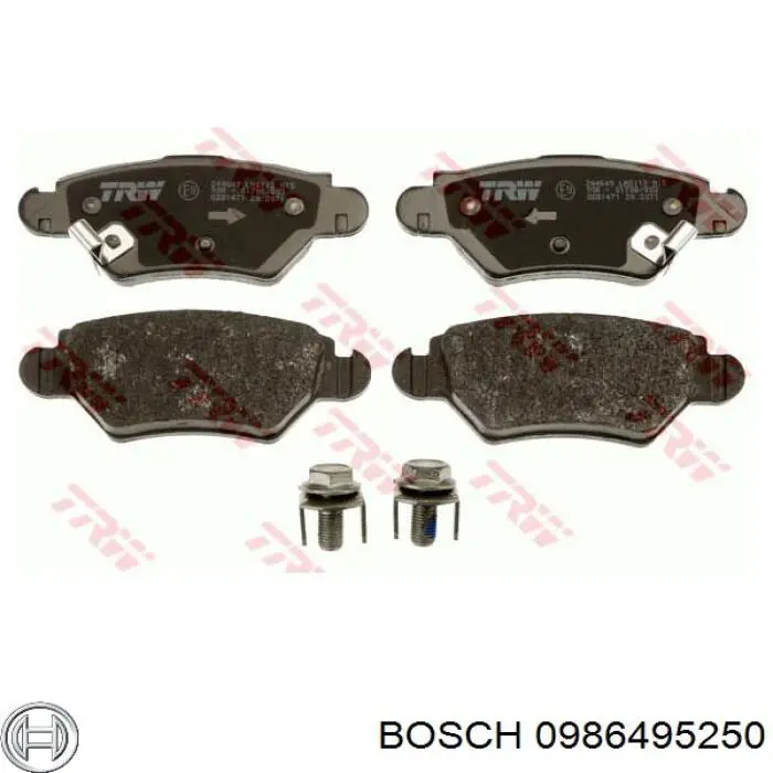 0986495250 Bosch колодки гальмові задні, дискові