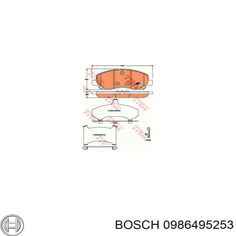 Передні тормозні колодки 0986495253 Bosch