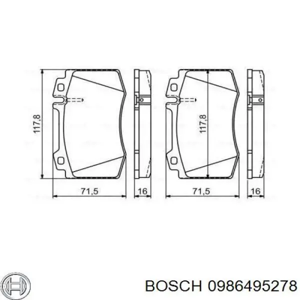 Колодки гальмівні передні, дискові 0986495278 Bosch