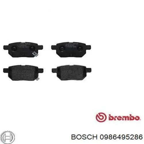 0986495286 Bosch колодки гальмові задні, дискові