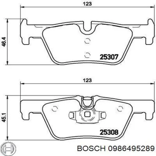0986495289 Bosch колодки гальмові задні, дискові
