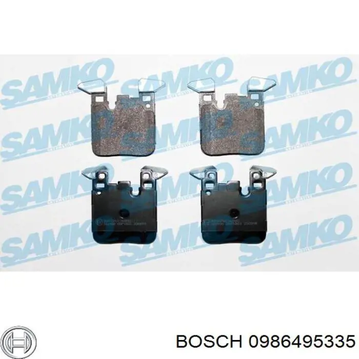 0986495335 Bosch Колодки гальмівні задні, дискові