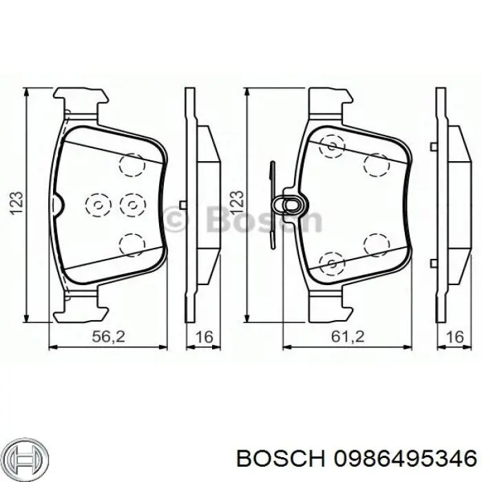 Задні гальмівні колодки 0986495346 Bosch