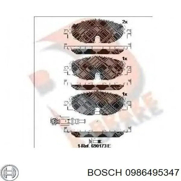Передні тормозні колодки 0986495347 Bosch
