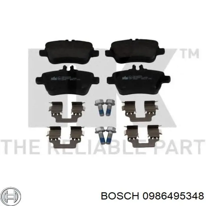 Задні гальмівні колодки 0986495348 Bosch