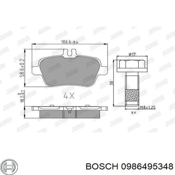 Купити 0986495348 Bosch Задні колодки
