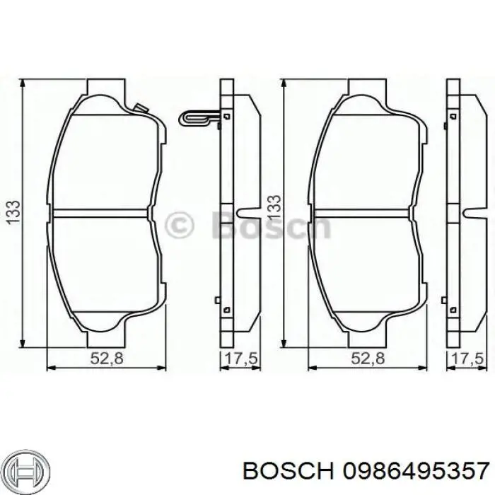 Задні гальмівні колодки 0986495357 Bosch