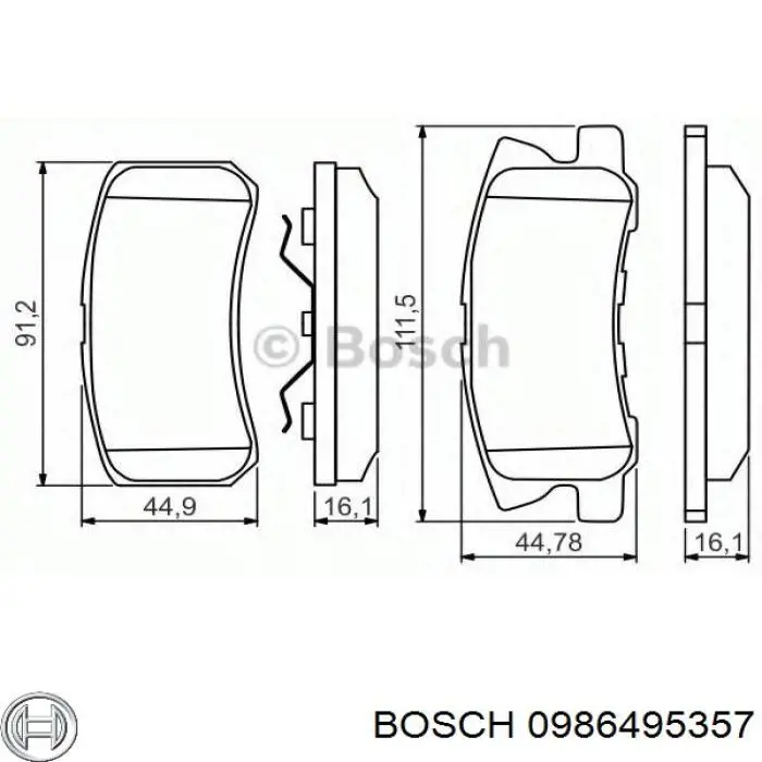 Колодки гальмові задні, дискові 0986495357 Bosch