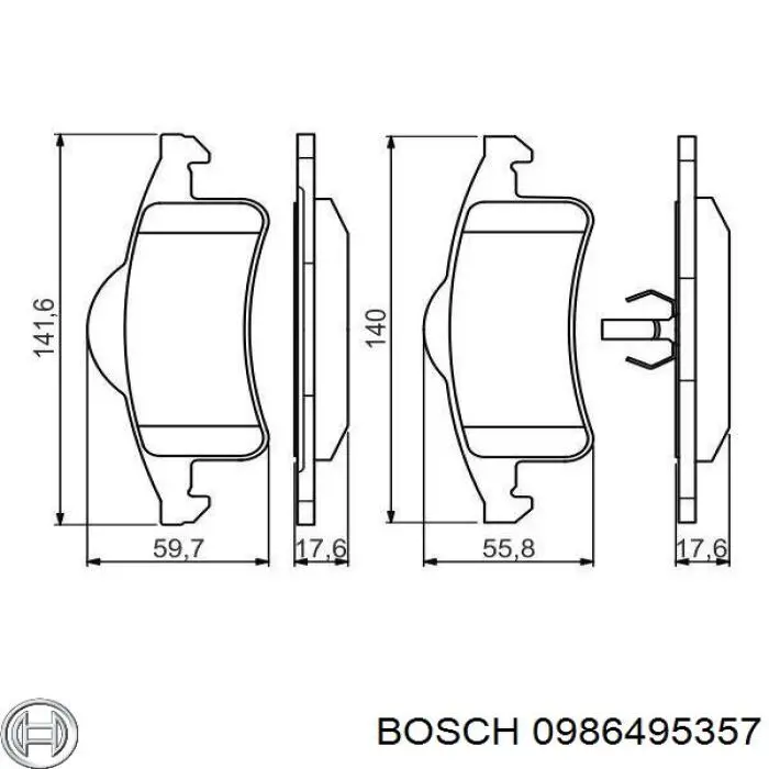 0986495357 Bosch Колодки гальмівні задні, дискові