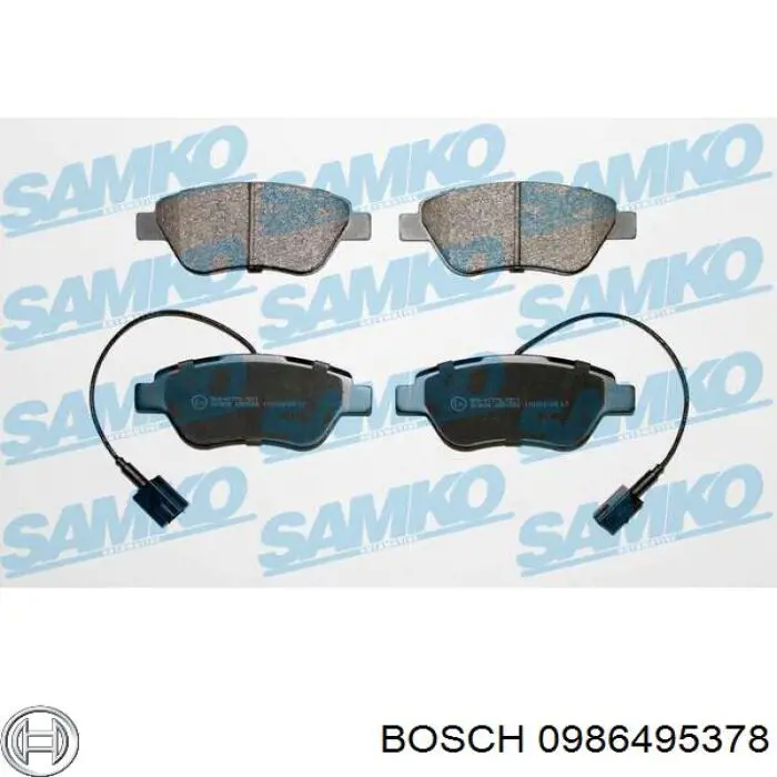 Колодки гальмівні передні, дискові 0986495378 Bosch