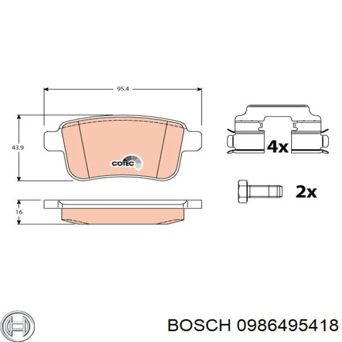 Задні гальмівні колодки Bosch 0986495418 ціна, від 18.31 USD