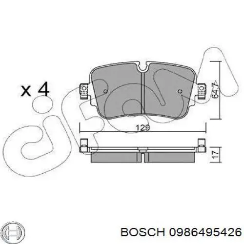 Задні гальмівні колодки 0986495426 Bosch