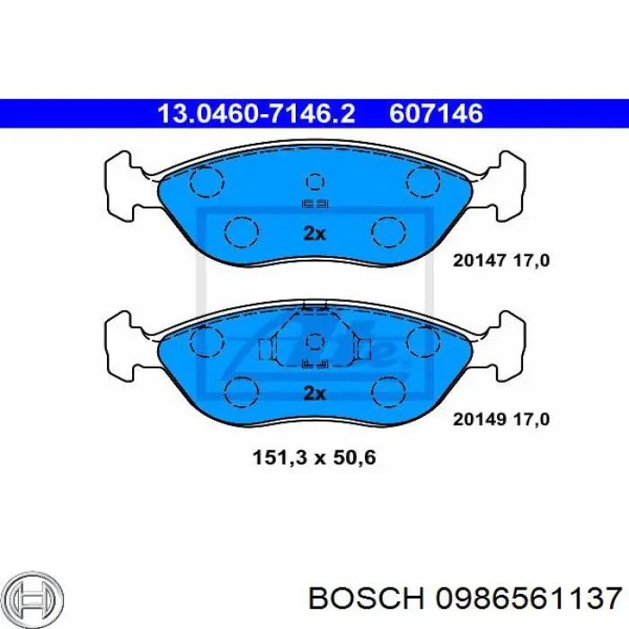 Купити 0986561137 Bosch Колодки гальмівні передні, дискові
