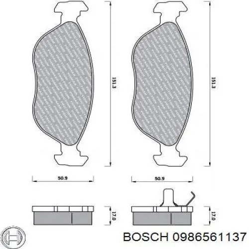 0986561137 Bosch Передні гальмівні колодки