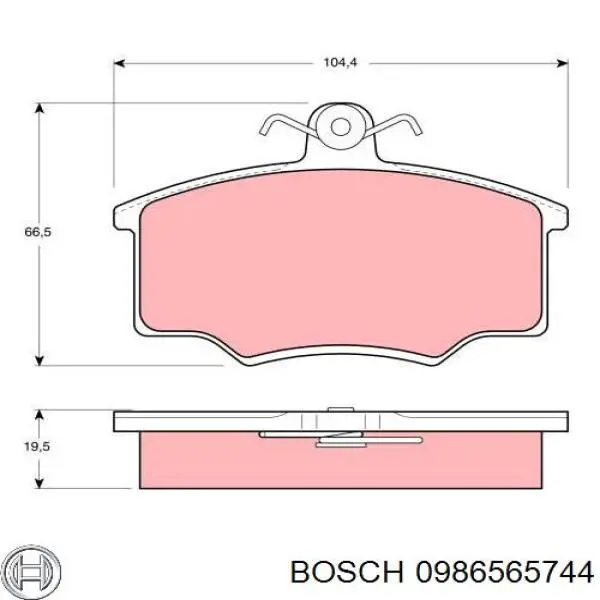 0986565744 Bosch Передні гальмівні колодки