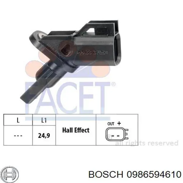 Купити 0986594610 Bosch Датчик АБС (ABS) передній