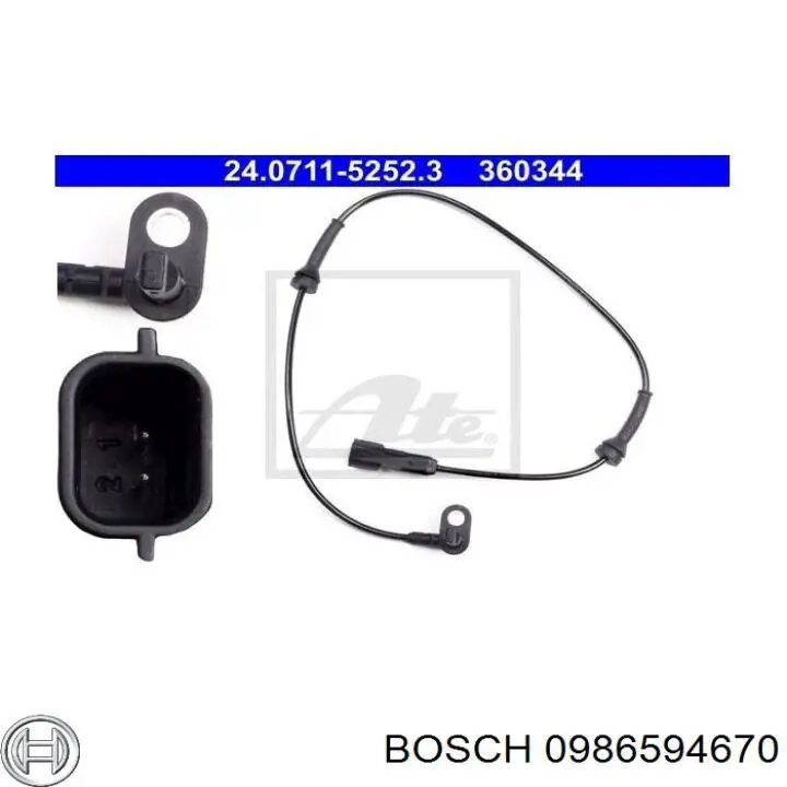 0986594670 Bosch датчик абс (abs задній)