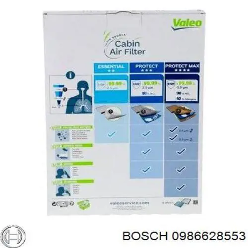 Купити 0986628553 Bosch Фільтр салону вугільний