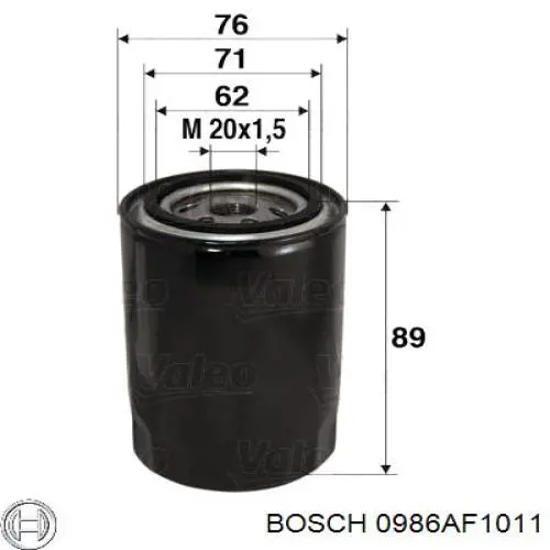 0986AF1011 Bosch фільтр масляний