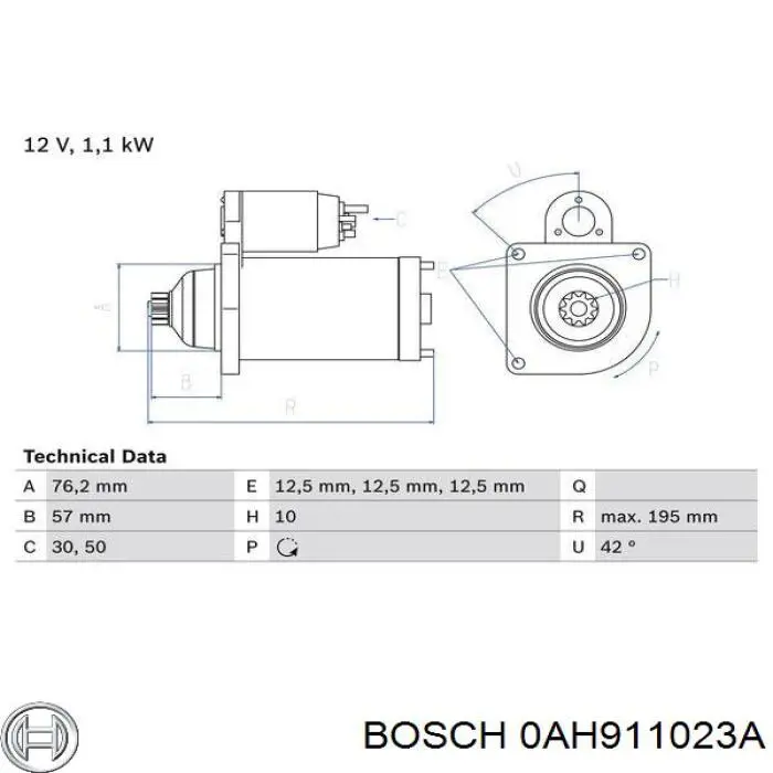 0AH911023A Bosch Стартер двигуна