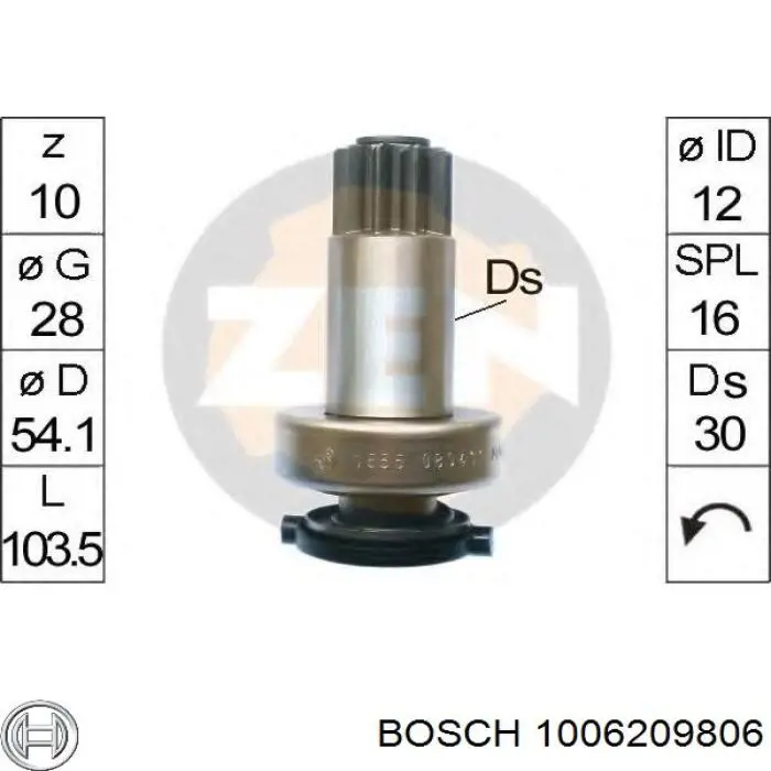 1006209806 Bosch бендикс стартера