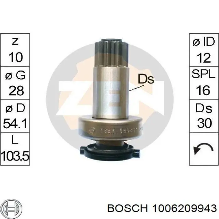 1006209943 Bosch бендикс стартера