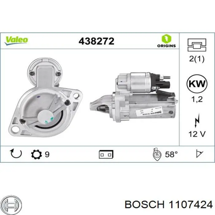 Стартер Bosch 1107424 ціна, від 63.34 USD