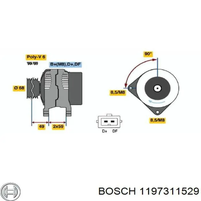 Купити 1197311529 Bosch Реле регулятор напруги генератора