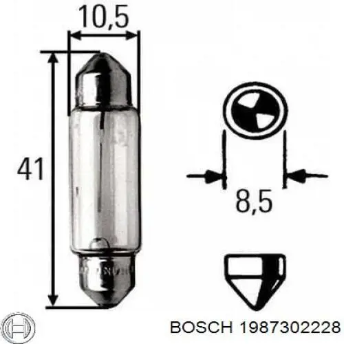 Лампочка плафону освітлення салону/кабіни Bosch 1987302228 ціна, від 0.57 USD