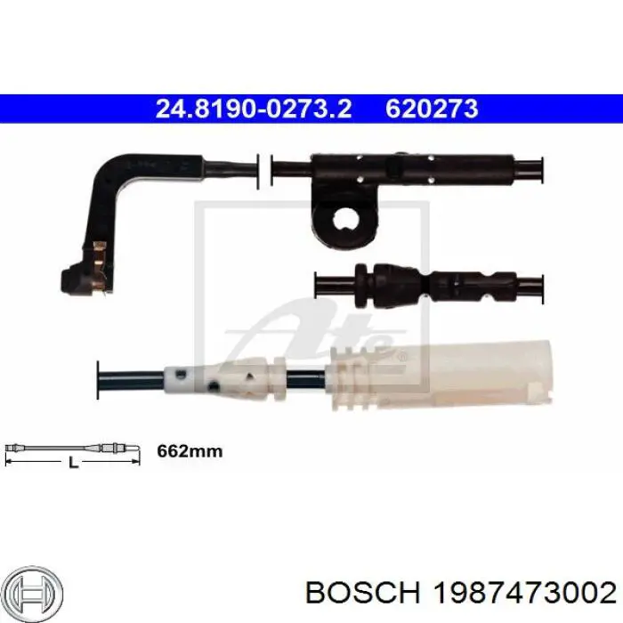 Датчик зносу гальмівних колодок, передній 1987473002 Bosch