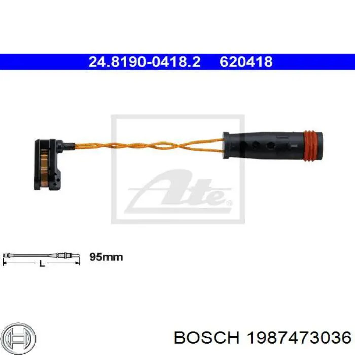 1987473036 Bosch Датчик зносу гальмівних колодок, задній