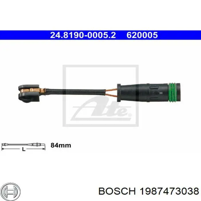 1987473038 Bosch Датчик зносу гальмівних колодок, задній