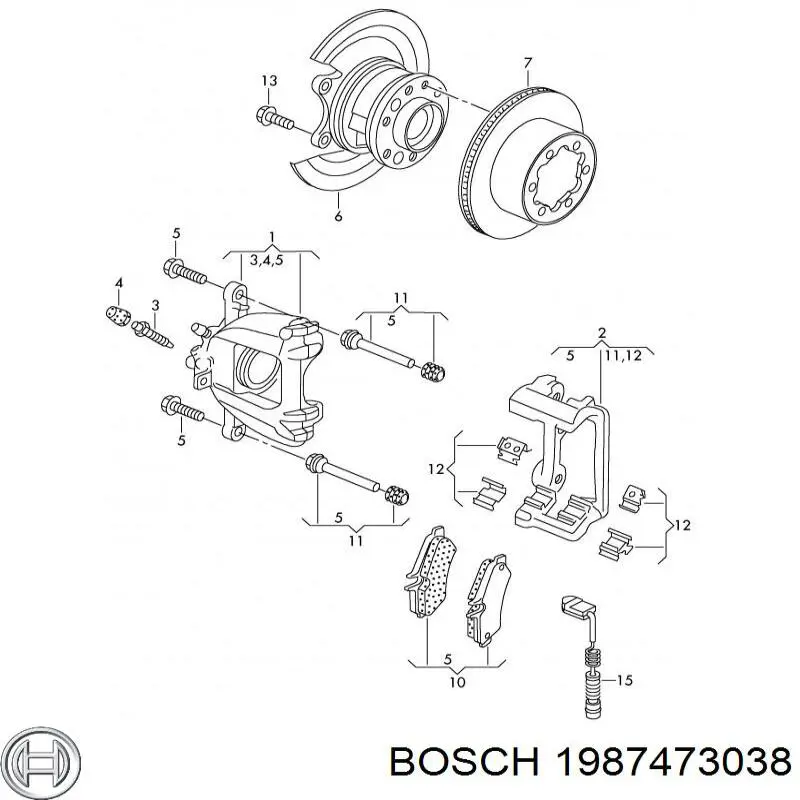 1987473038 Bosch датчик зносу гальмівних колодок, задній
