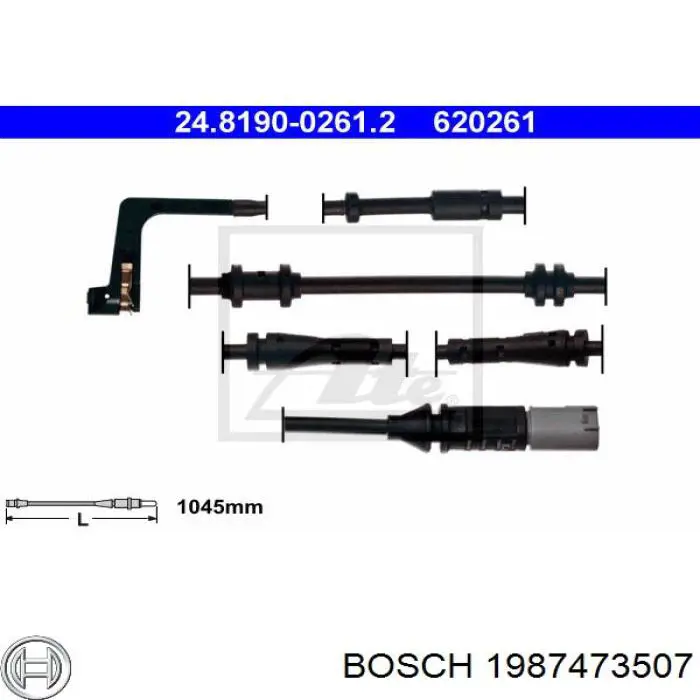 Датчик зносу гальмівних колодок, задній Bosch 1987473507