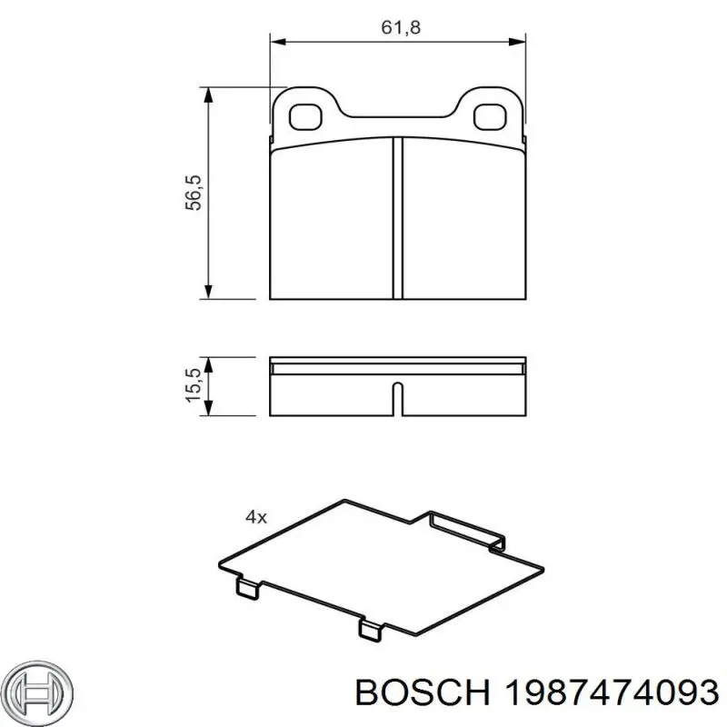 Ремкомплект гальмівних колодок Bosch 1987474093 ціна, від 3.69 USD