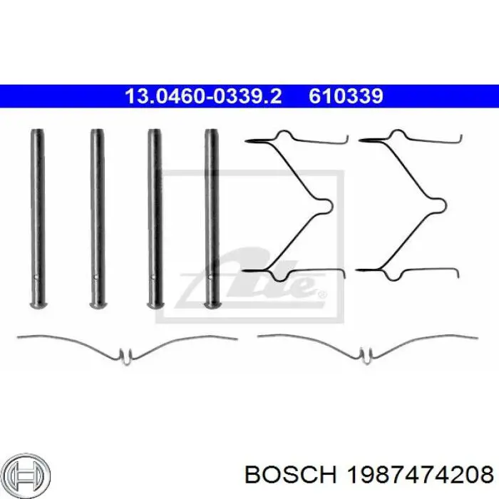 Комплект пружинок кріплення дискових колодок, передніх 1987474208 Bosch