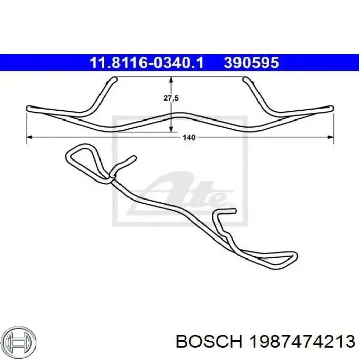 Купити 1987474213 Bosch Комплект пружинок кріплення дискових колодок, задніх