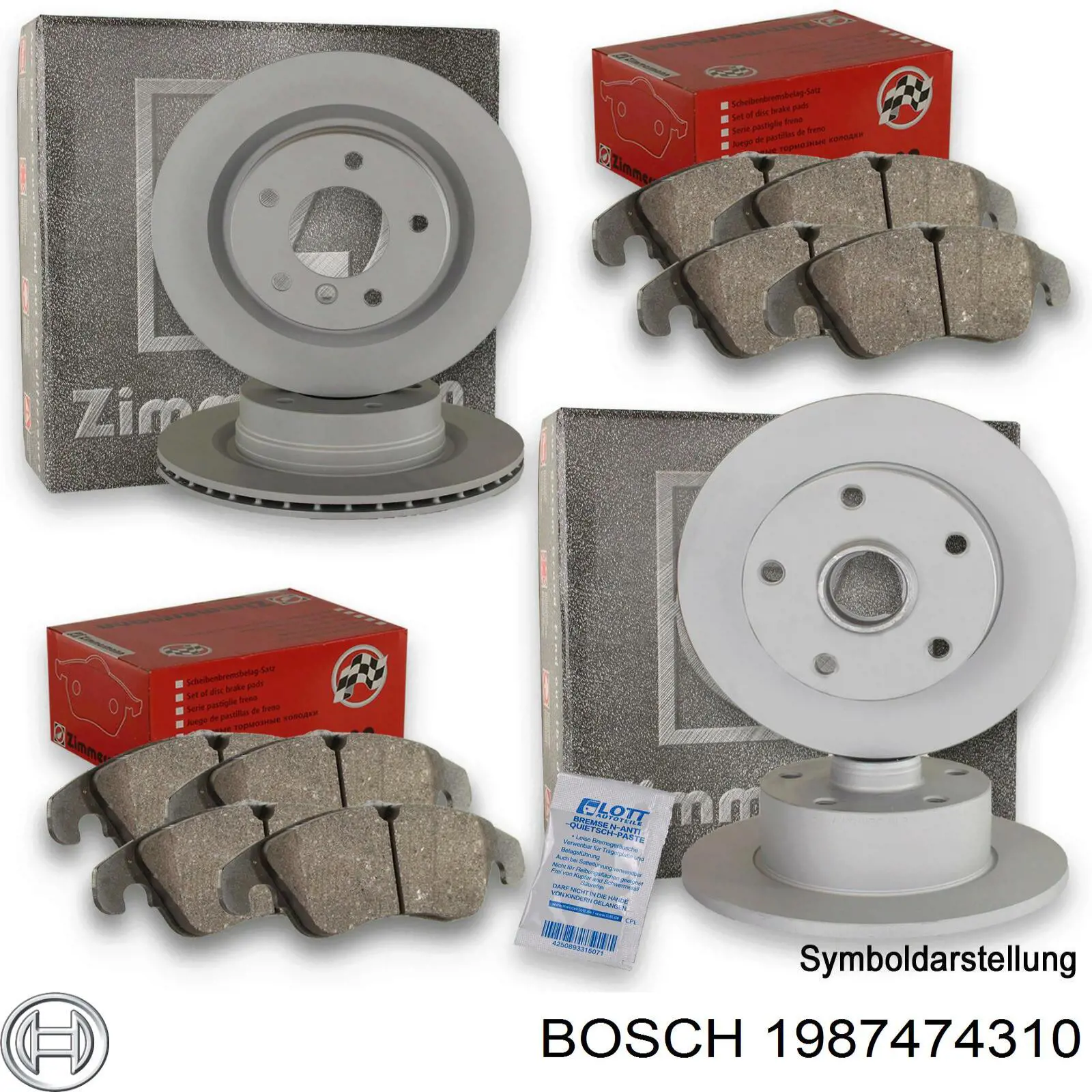 Комплект пружинок кріплення дискових колодок, передніх Bosch 1987474310