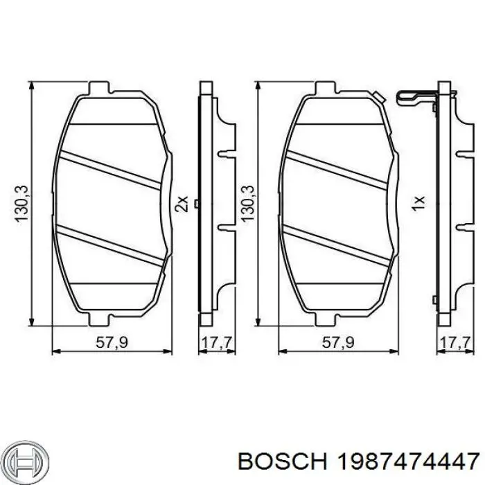 Комплект пружинок кріплення дискових колодок, передніх Bosch 1987474447