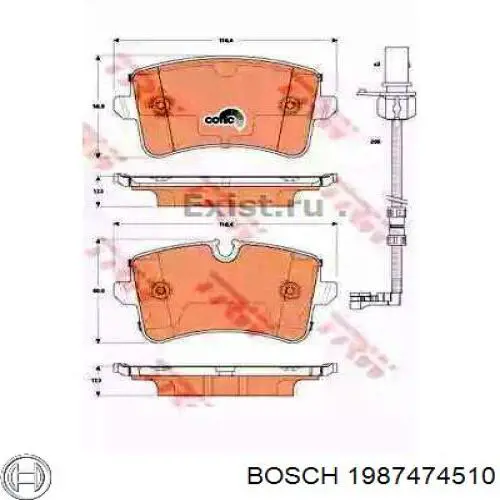 1987474510 Bosch Датчик зносу гальмівних колодок, задній