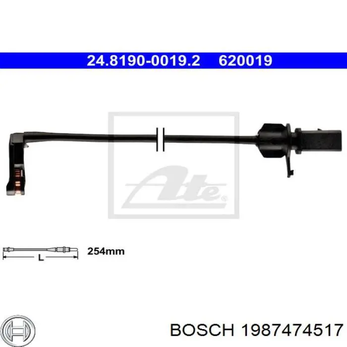 1987474517 Bosch датчик зносу гальмівних колодок, передній