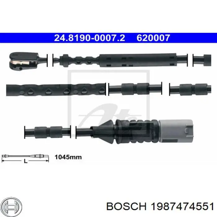 Датчик зносу гальмівних колодок, задній Bosch 1987474551
